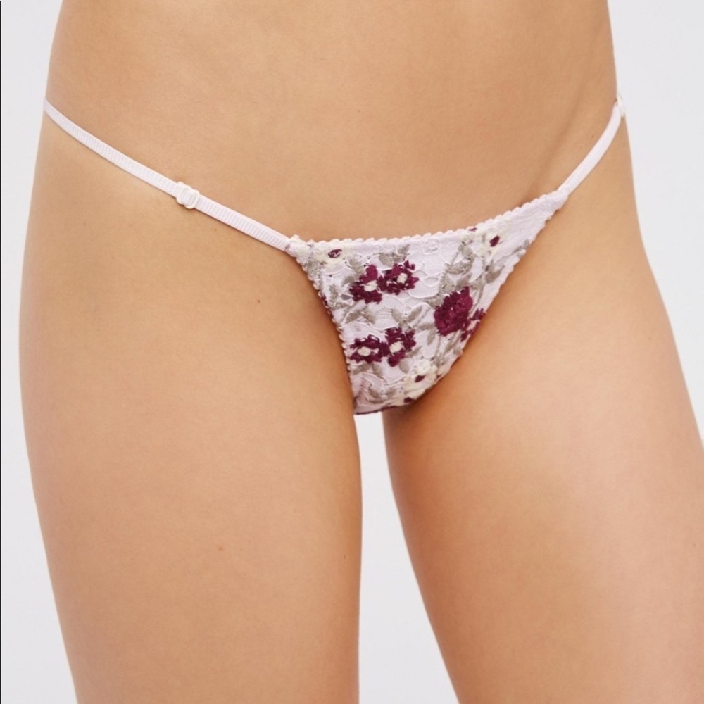 Free people embroidered flower thong new lilac floral xs,s,m